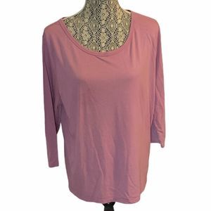 La Senza Pink Long Sleeve Basic Fit Round Neck Top Size Medium